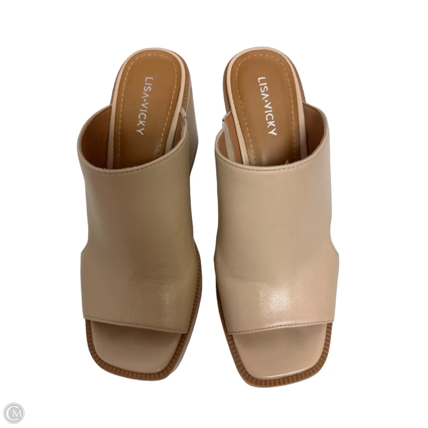 Sandals Heels Block By Clothes Mentor In Cream, Size: 8