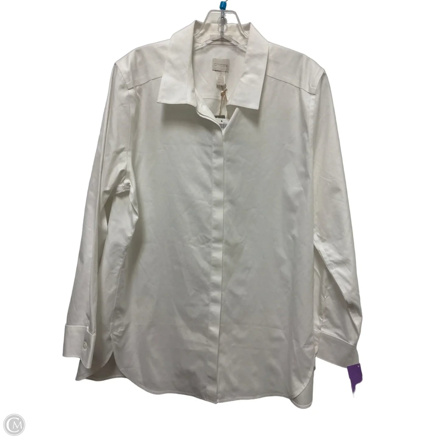 Blouse Long Sleeve By Chicos In White, Size: L