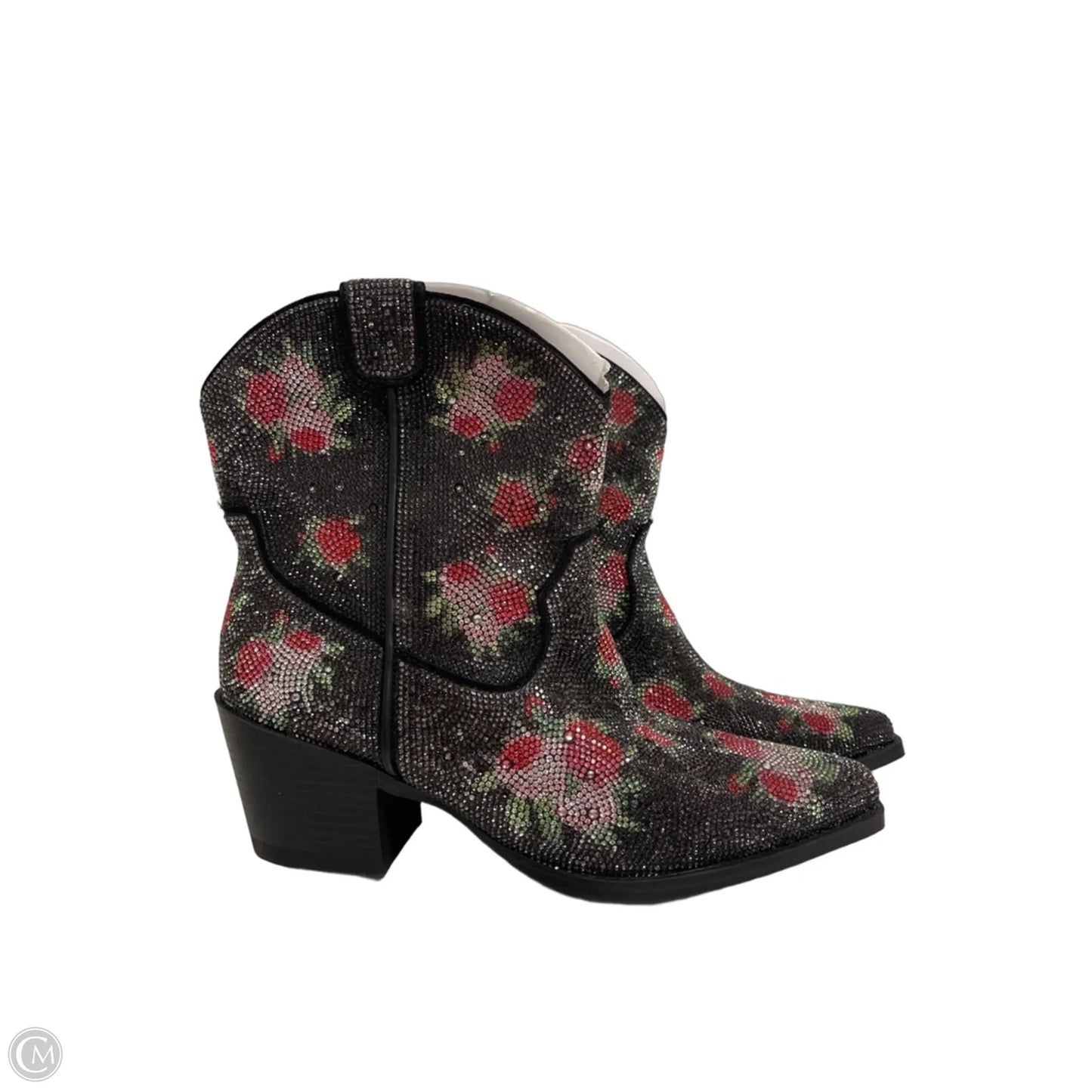 Boots Ankle Heels By Clothes Mentor In Black & Pink, Size: 8