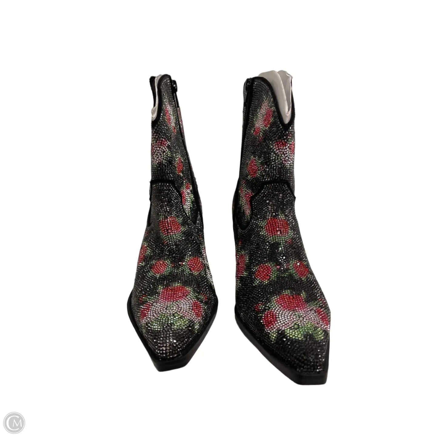 Boots Ankle Heels By Clothes Mentor In Black & Pink, Size: 8