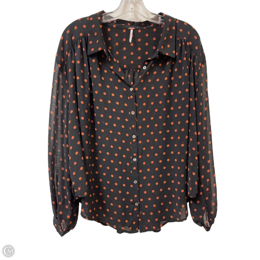 Blouse Long Sleeve By Free People In Polkadot Pattern, Size: M