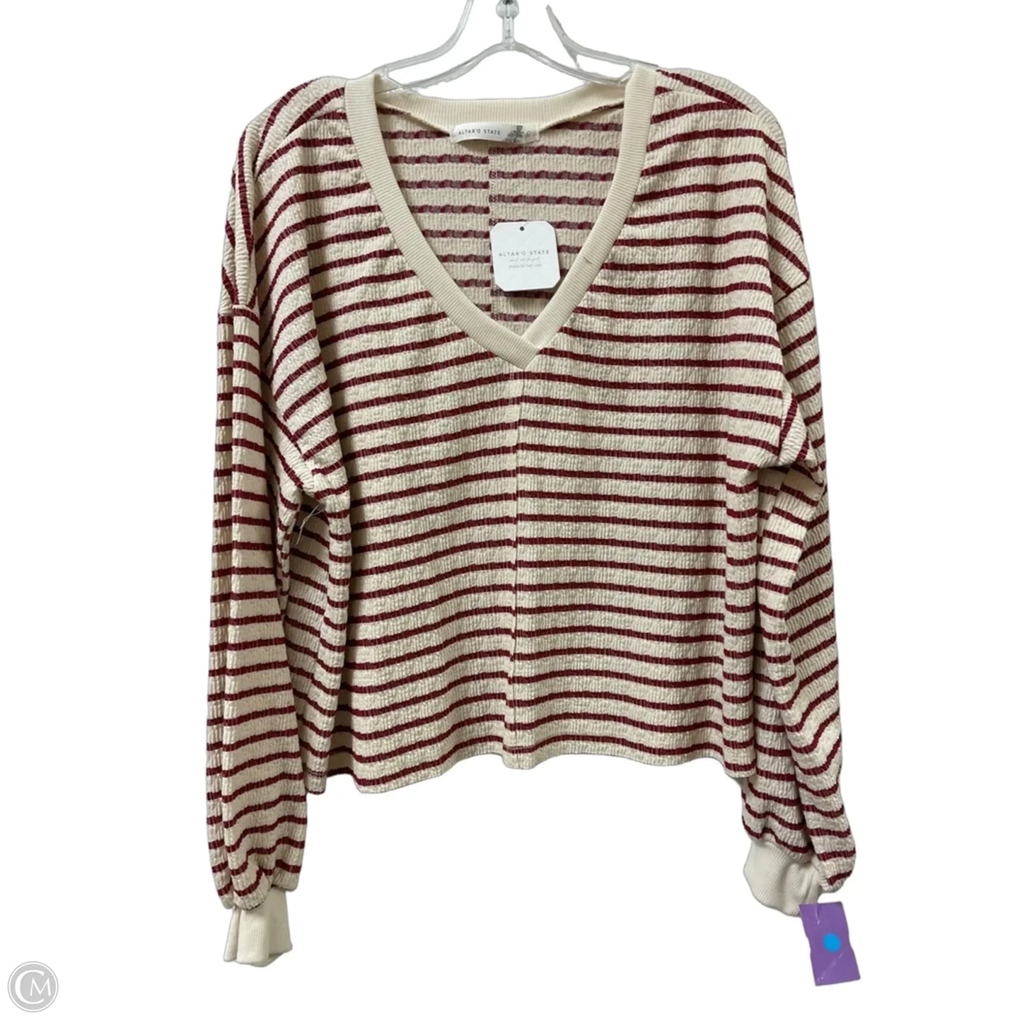 Top Long Sleeve By Altard State In Cream & Red, Size: L