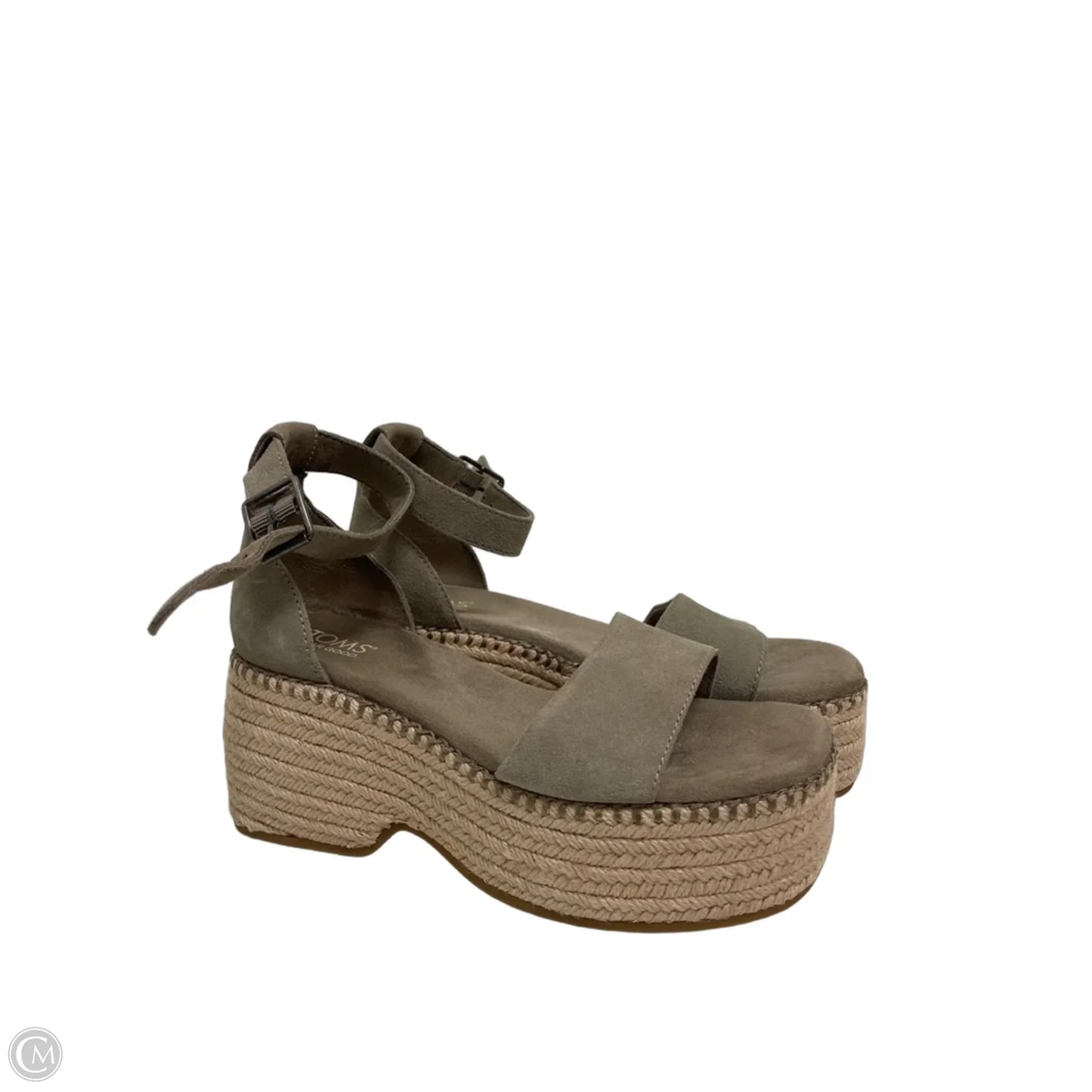Sandals Heels Wedge By Toms In Taupe, Size: 7.5