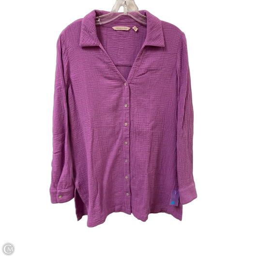 Blouse Long Sleeve By Soft Surroundings In Purple, Size: S