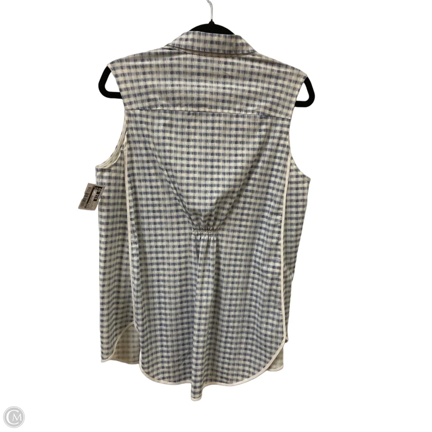 Blouse Sleeveless By Lysse In Blue & White, Size: M
