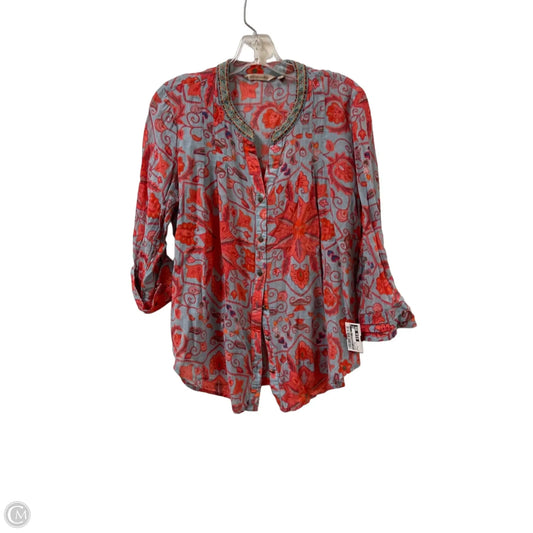 Blouse Long Sleeve By Soft Surroundings In Blue & Red, Size: M