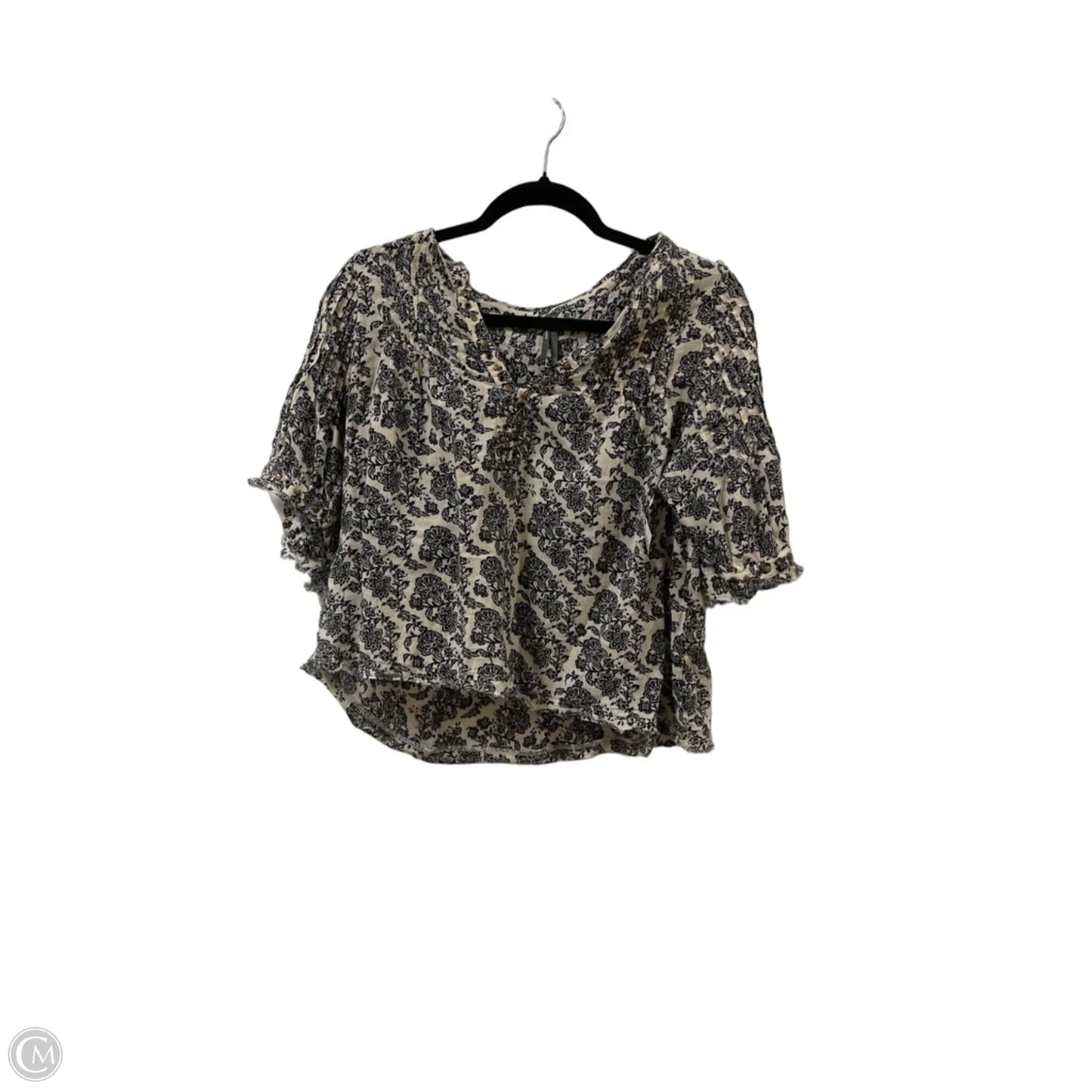 Top Short Sleeve By Anthropologie In Black & Cream, Size: S