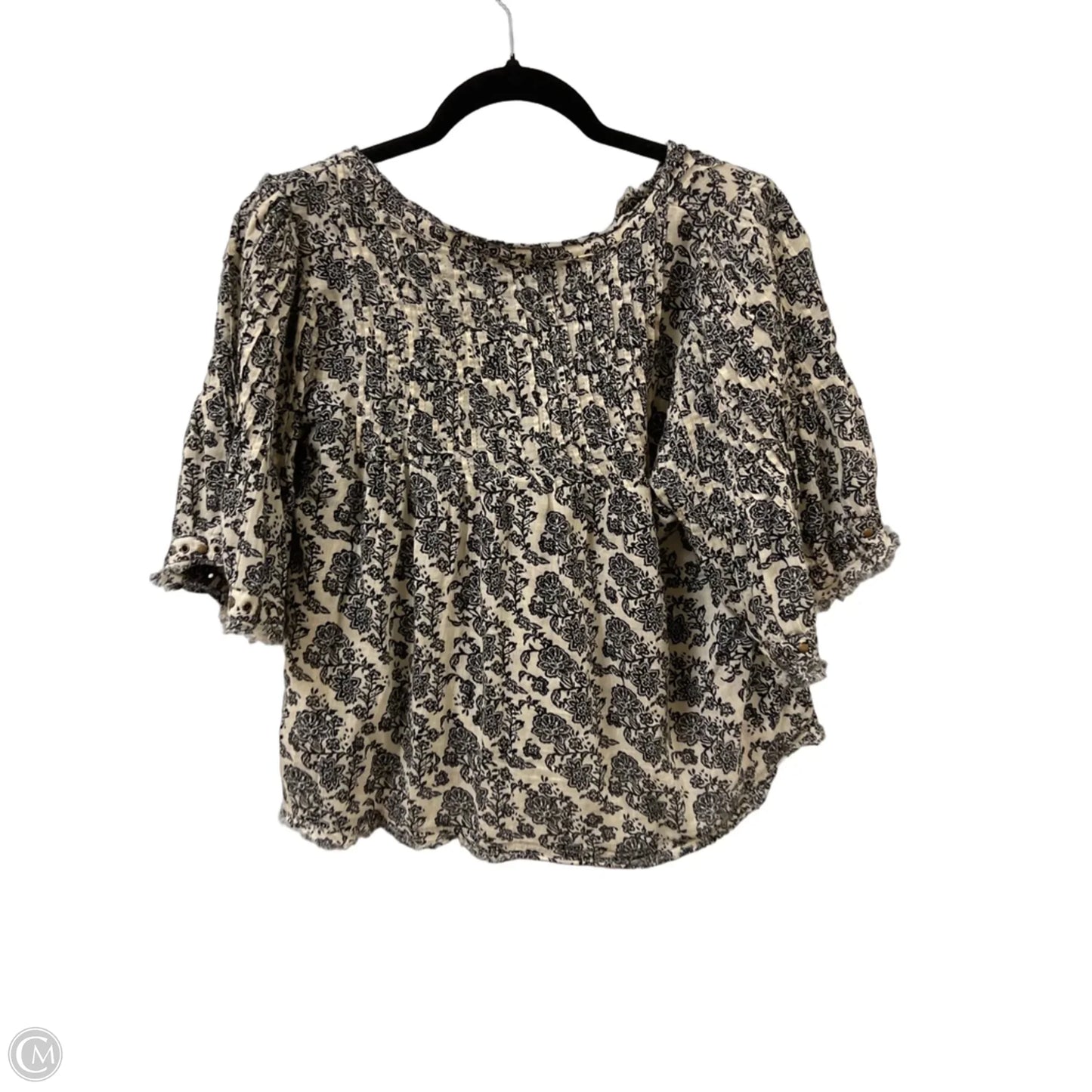Top Short Sleeve By Anthropologie In Black & Cream, Size: S