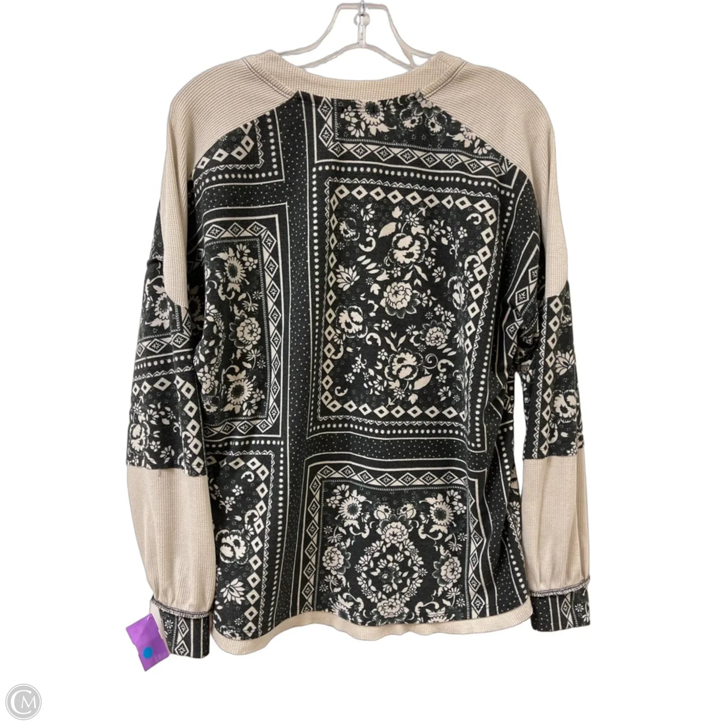 Top Long Sleeve By Bke In Cream & Grey, Size: S