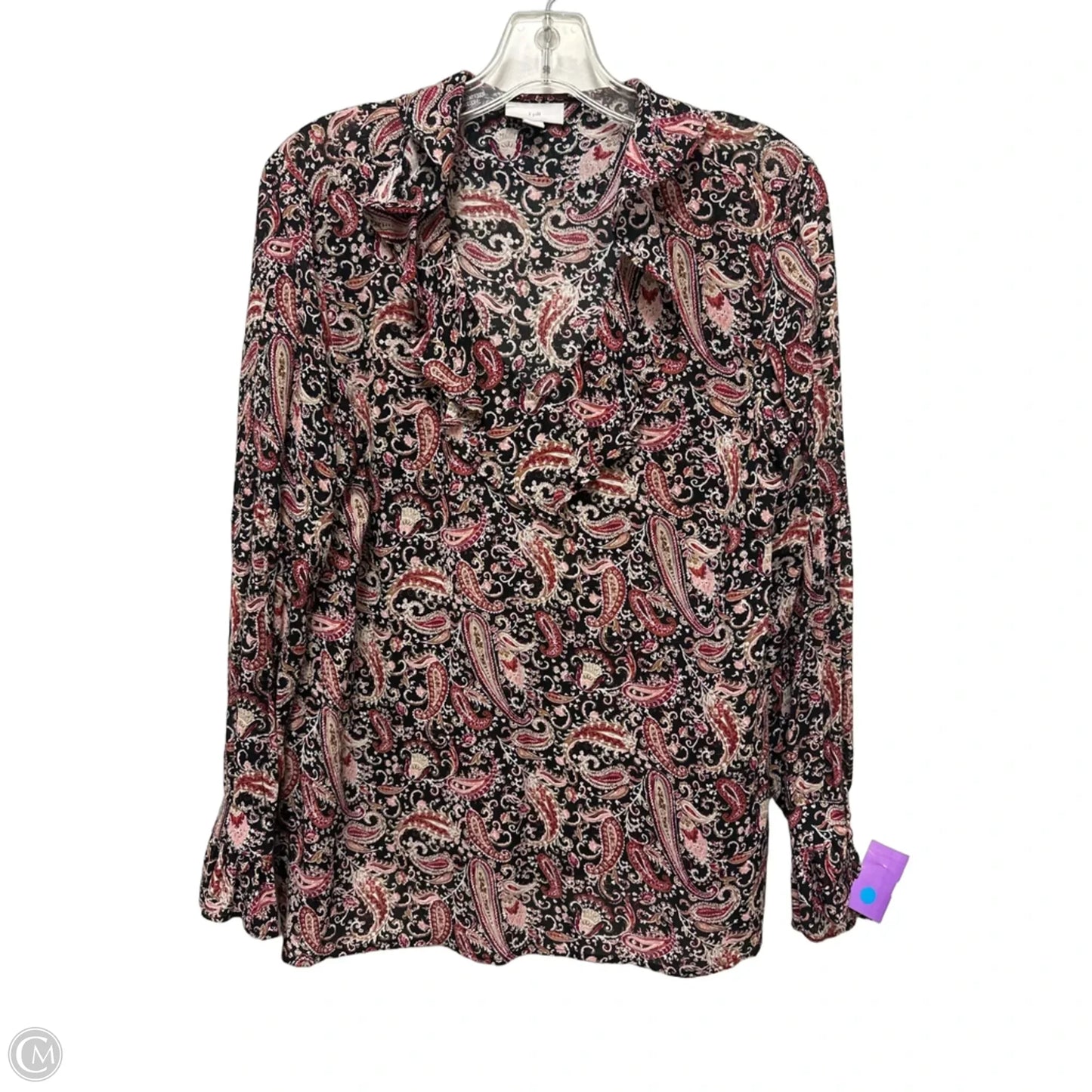 Top Long Sleeve By J. Jill In Black & Pink, Size: S