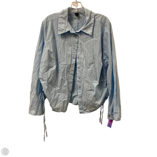 Blouse Long Sleeve By Wild Fable In Blue & White, Size: 1x