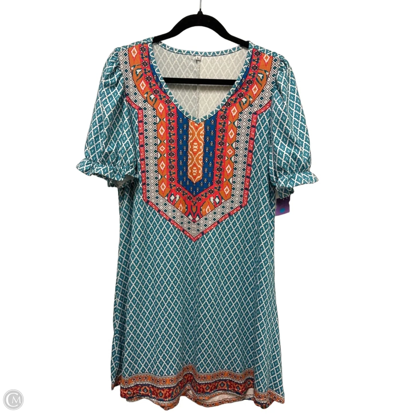 Dress Casual Short By Clothes Mentor In Blue & White, Size: L
