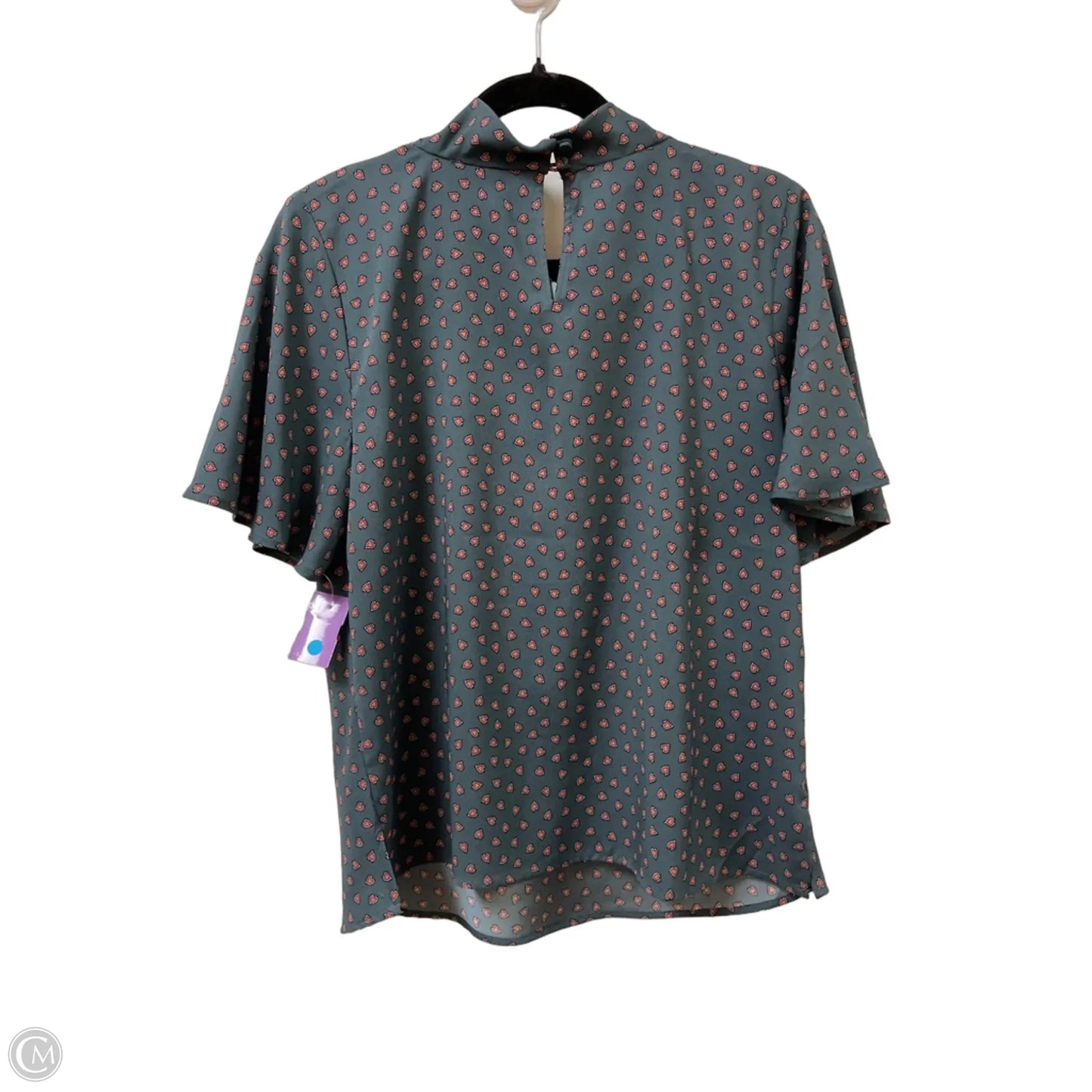 Top Short Sleeve By Ann Taylor In Grey & Pink, Size: M