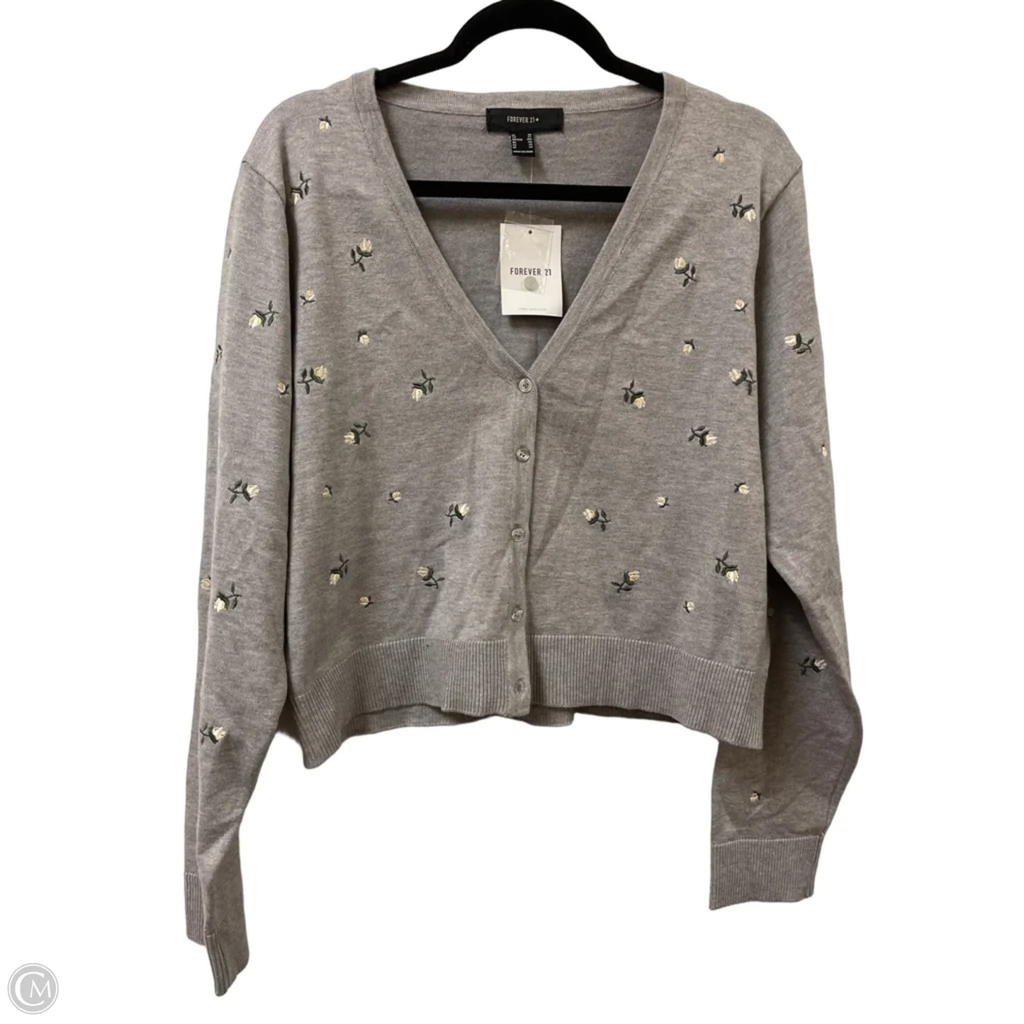Sweater Cardigan By Forever 21 In Grey, Size: 2x