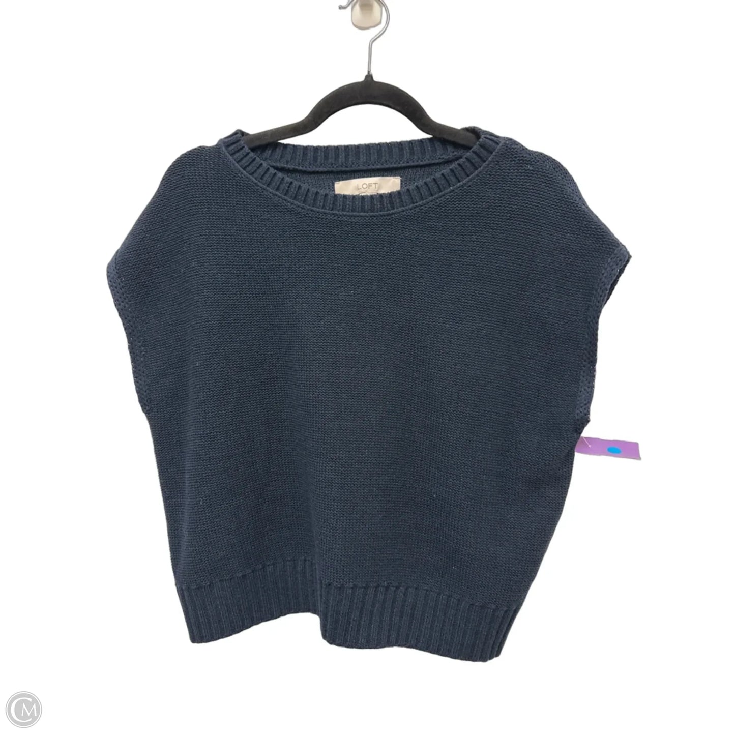 Sweater Short Sleeve By Loft In Navy, Size: S
