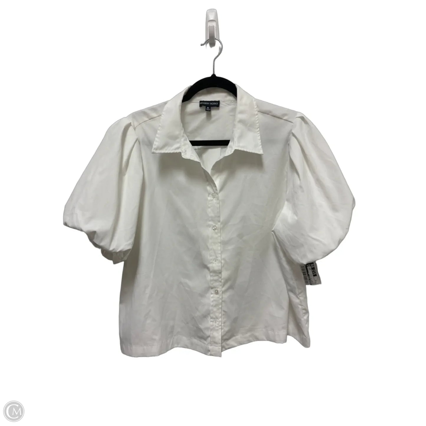 Blouse Short Sleeve By Modern Works In White, Size: Xl