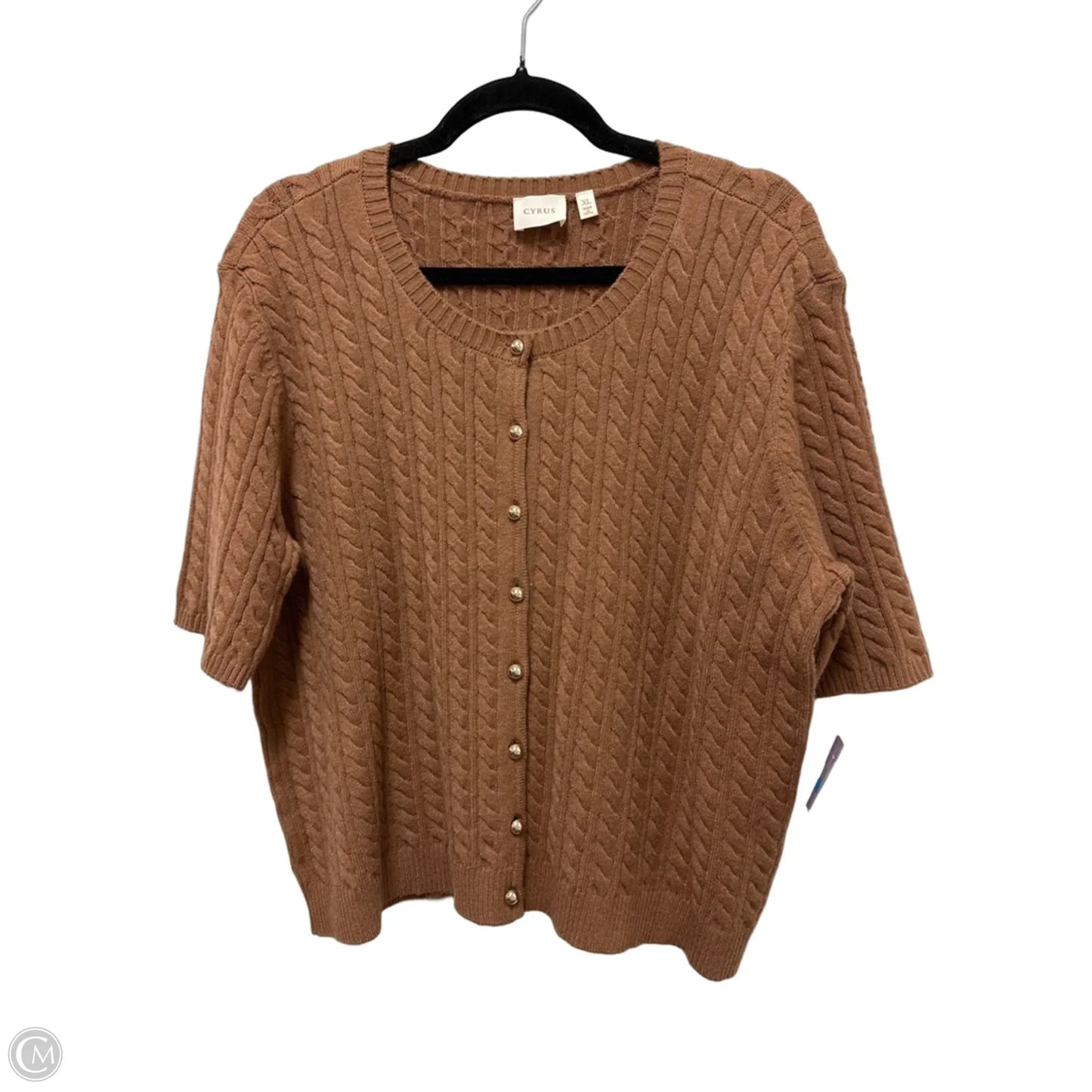 Sweater Short Sleeve By Cyrus In Brown, Size: Xl