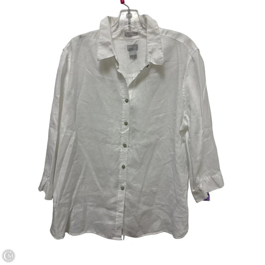 Blouse Long Sleeve By Chicos In White, Size: Xl