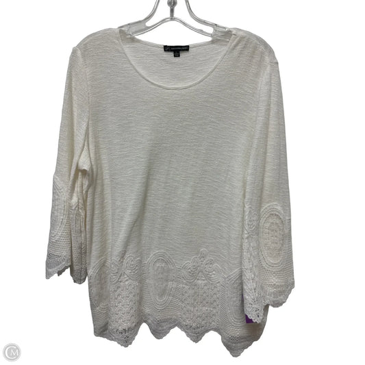 Top Long Sleeve By Adrianna Papell In White, Size: L