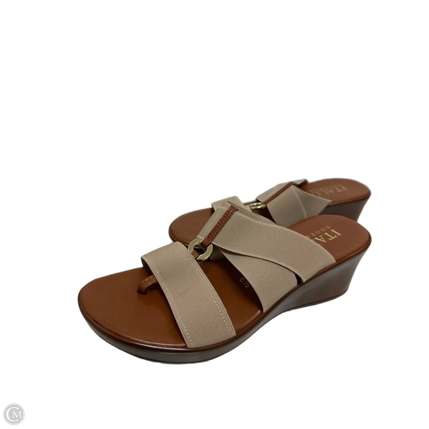 Sandals Heels Wedge By Italian Shoemakers In Cream, Size: 6.5