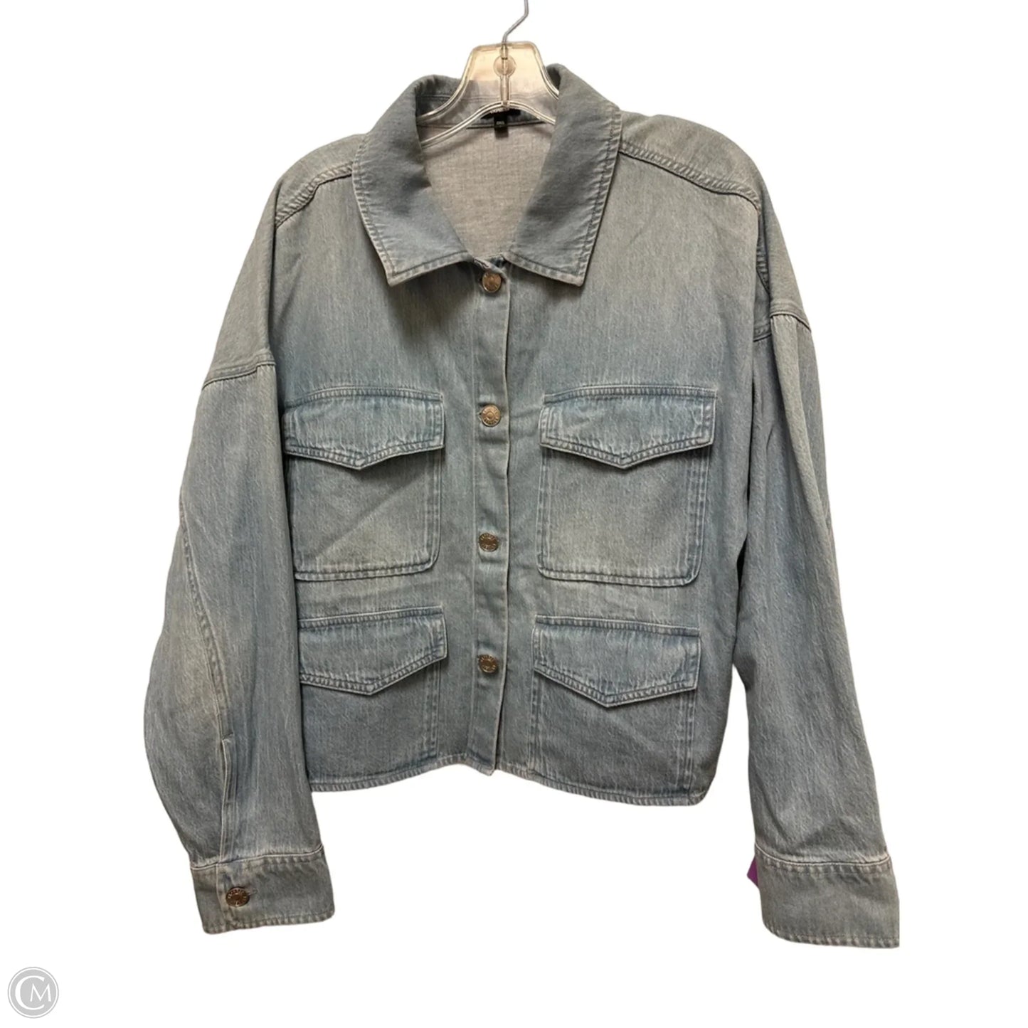 Blouse Long Sleeve By Express In Blue Denim, Size: Xl