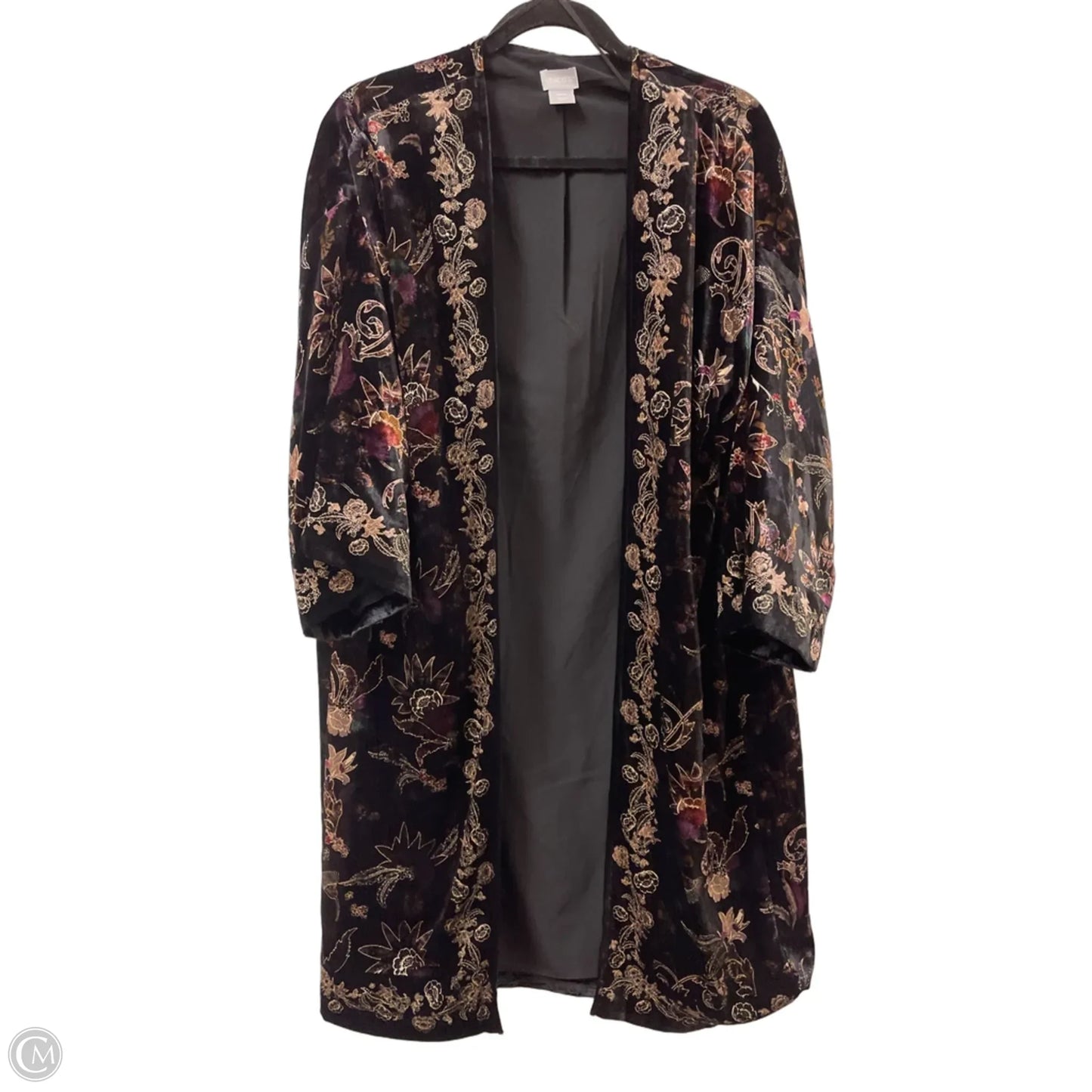 Kimono By Chicos In Black & Gold, Size: S