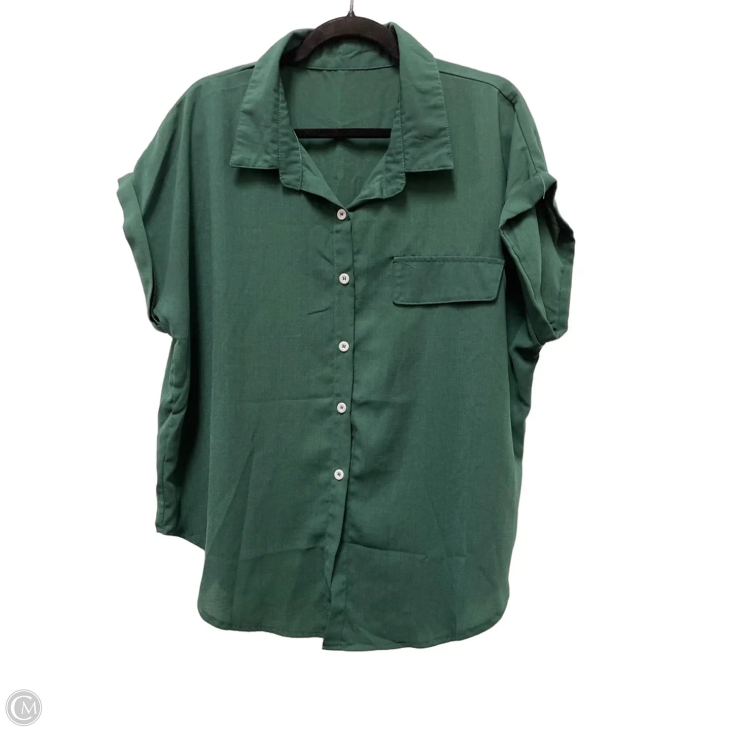 Blouse Short Sleeve By Emery Rose In Green, Size: 1x
