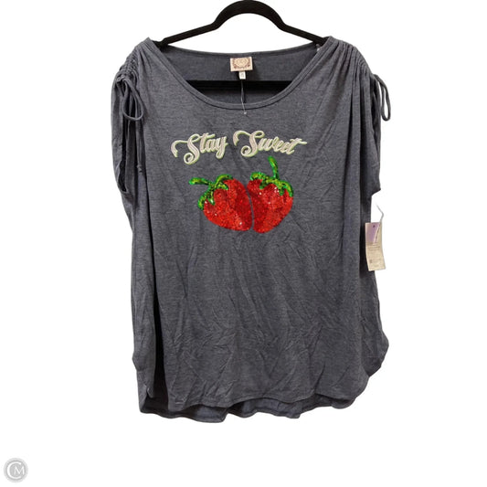 Top Short Sleeve By Tru Self In Blue, Size: 2x