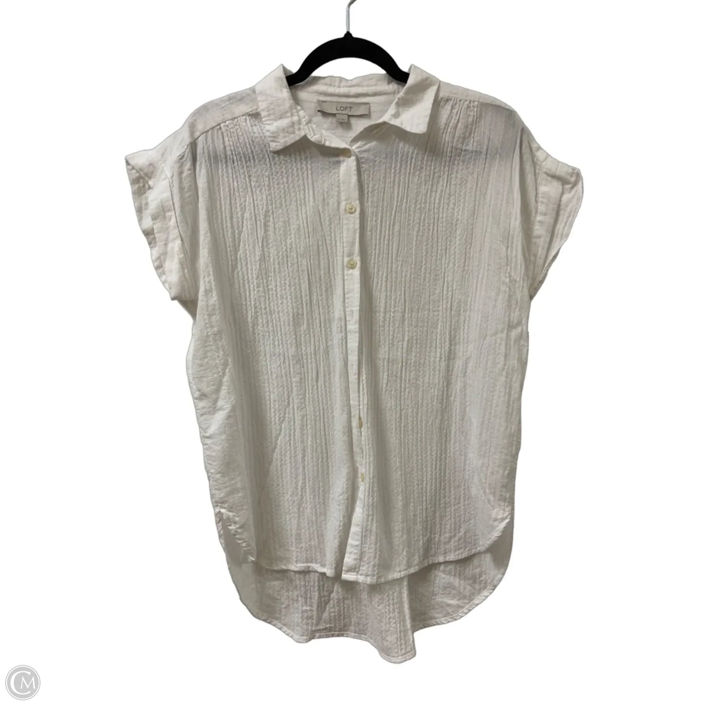 Blouse Short Sleeve By Loft In White, Size: M