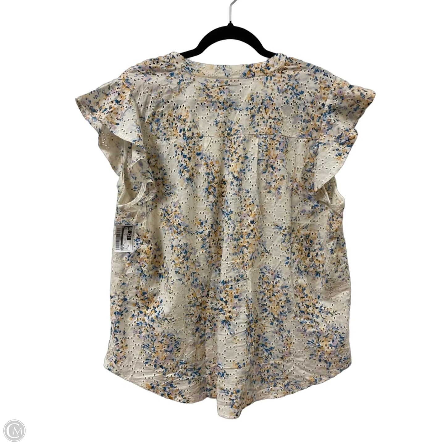Top Short Sleeve By Cece In Blue & Yellow, Size: Xl