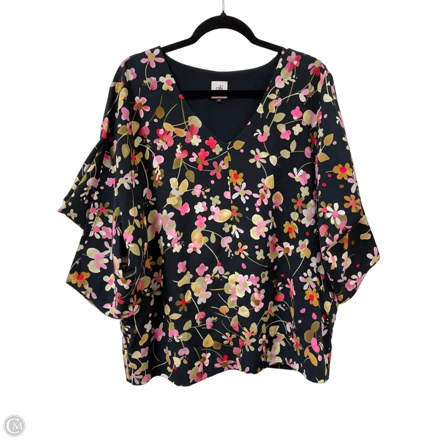 Top Short Sleeve By Cabi In Floral Print, Size: L