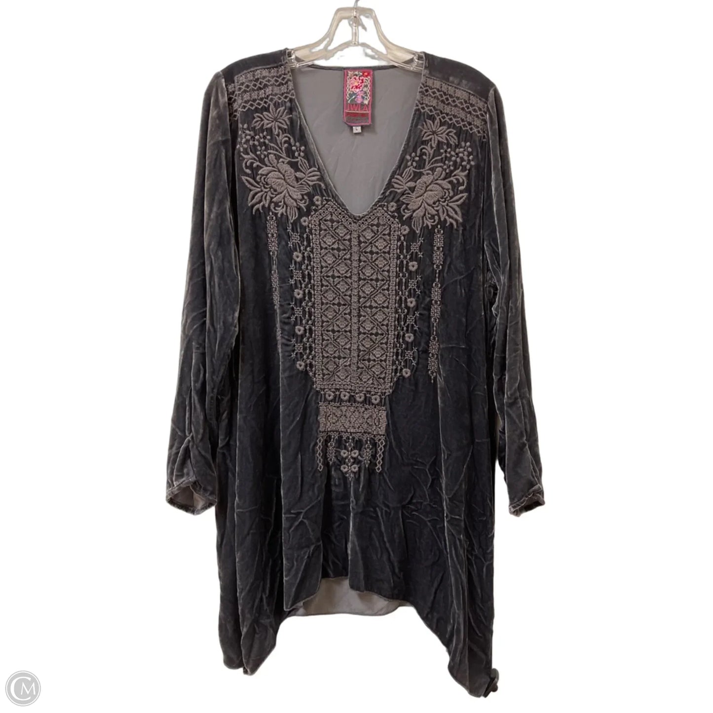 Tunic Designer By Johnny Was In Grey, Size: L