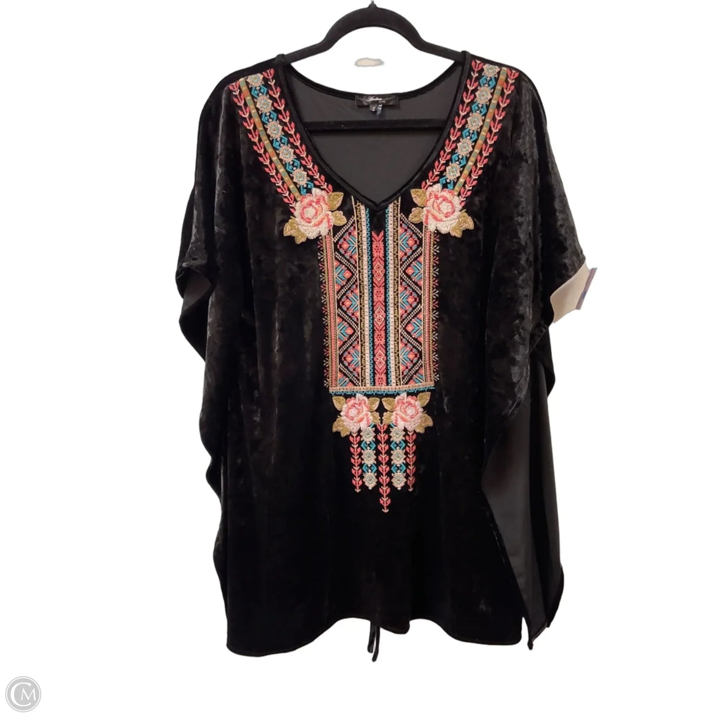 Top Short Sleeve By Andree By Unit In Black & Pink, Size: S
