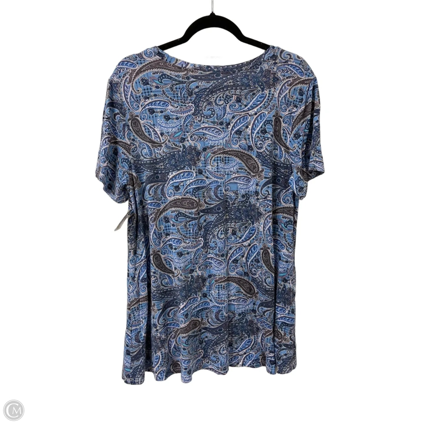 Top Short Sleeve By Clothes Mentor In Blue & White, Size: L