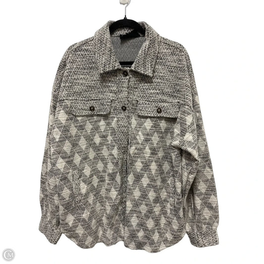 Jacket Shirt By White Birch In Grey & White, Size: L
