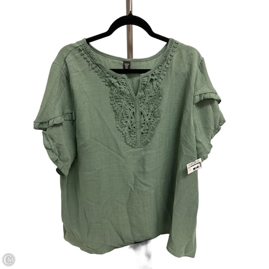 Top Short Sleeve By Shein In Green, Size: 3x