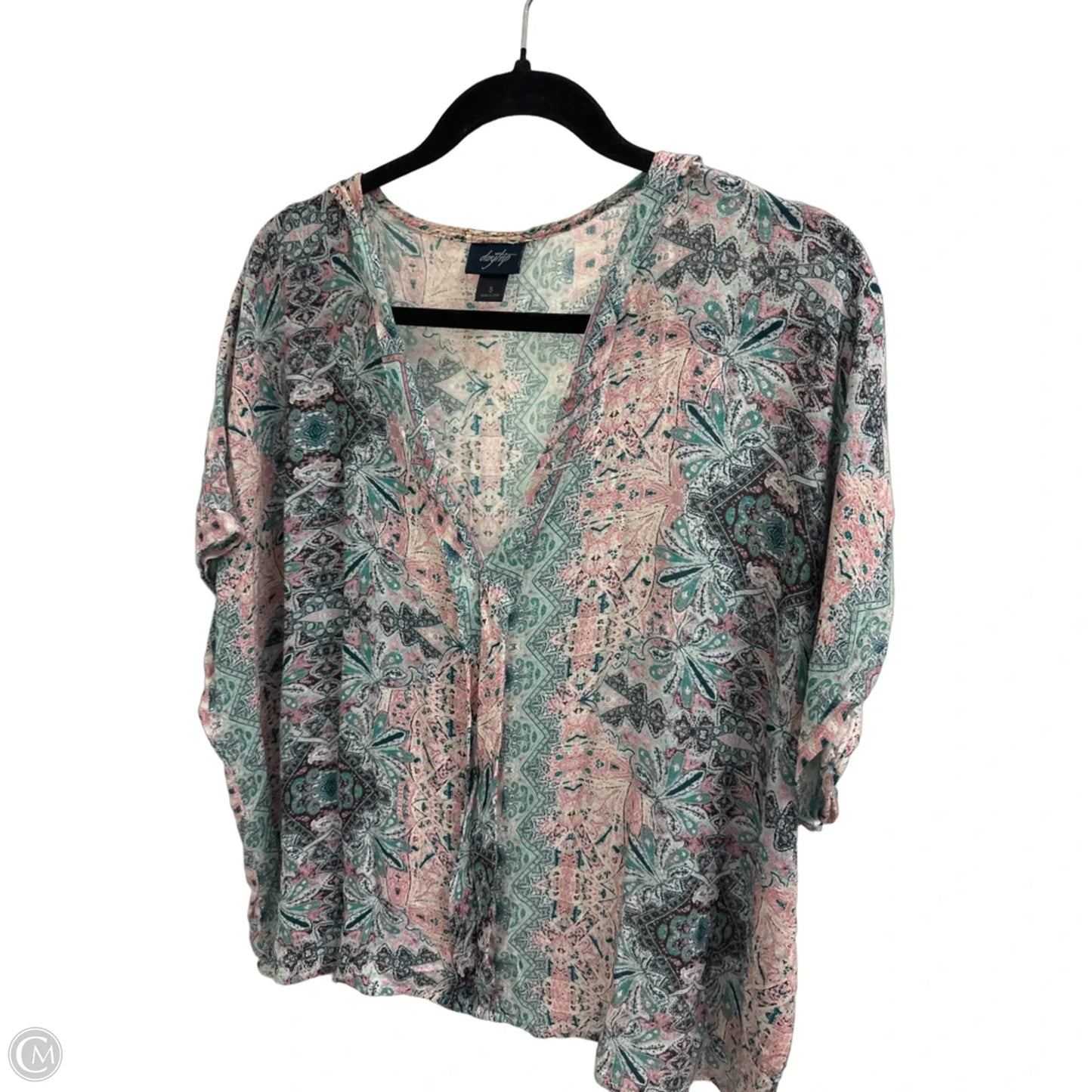 Top Short Sleeve By Daytrip In Blue & Pink, Size: S