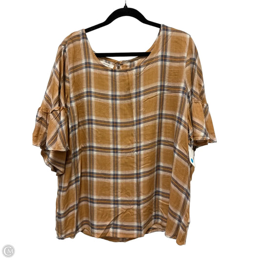 Top Short Sleeve By Maurices In Black & Yellow, Size: 1x