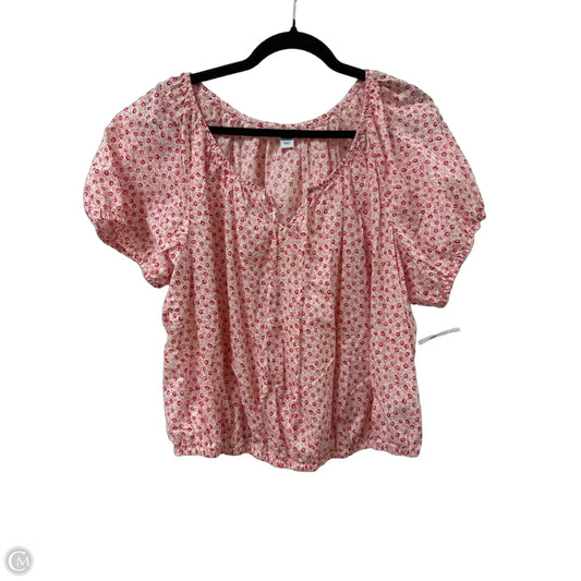 Top Short Sleeve By Old Navy In Pink & White, Size: Xl