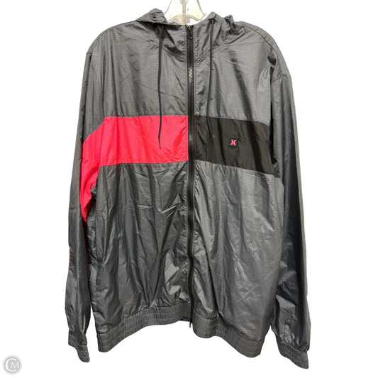Jacket Windbreaker By Hurley In Grey, Size: Xl