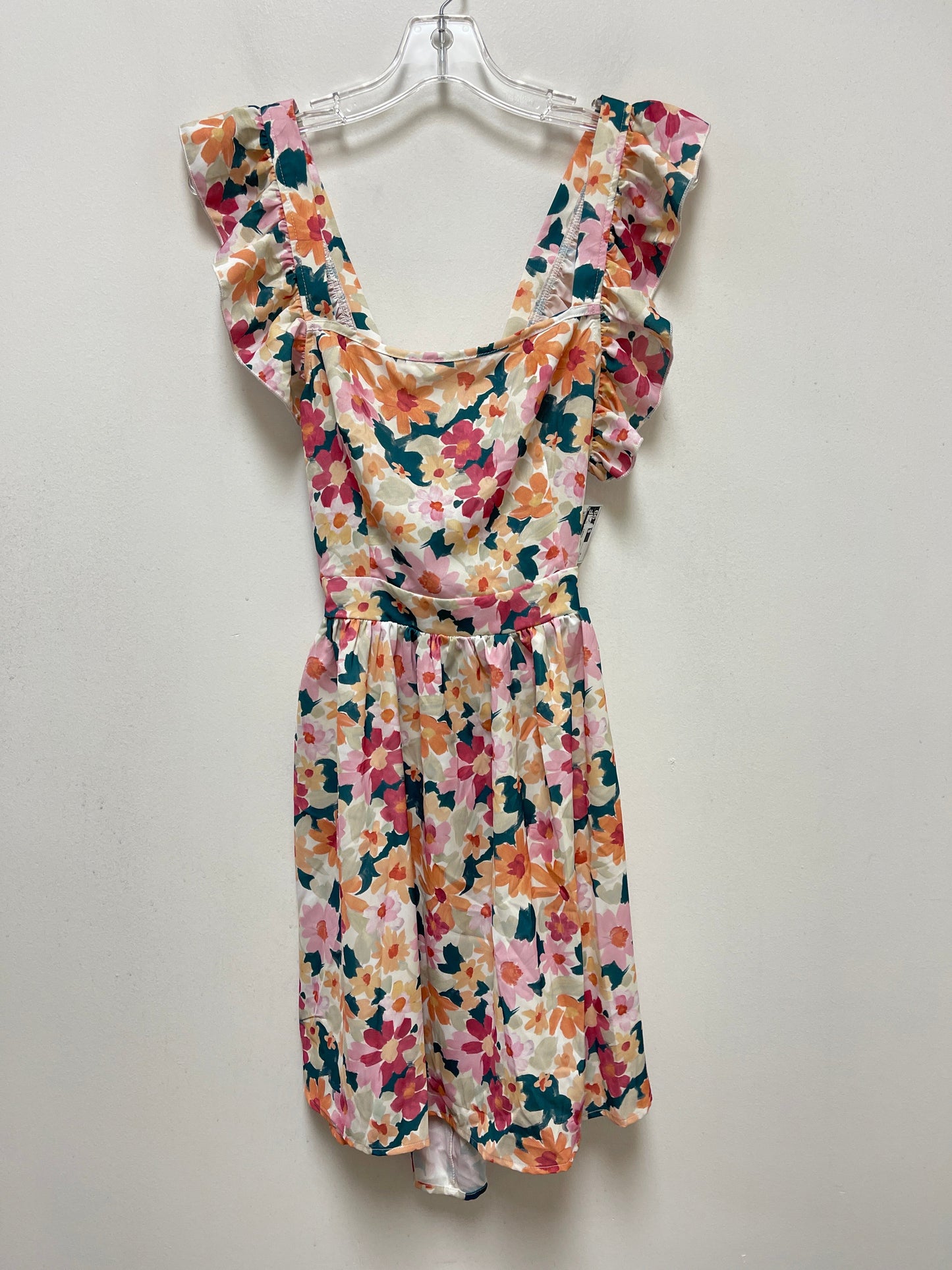 Floral Print Dress Casual Short Romwe, Size M