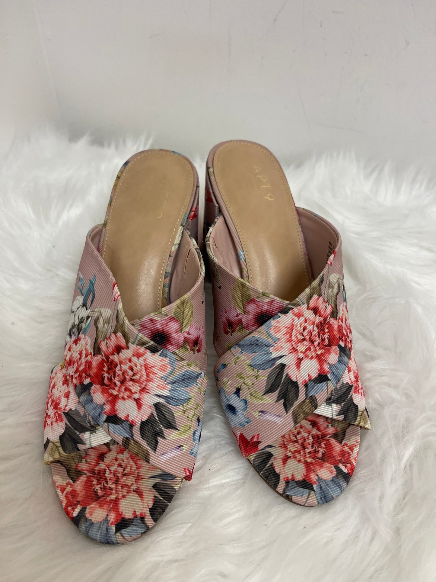Floral Print Sandals Heels Block Apt 9, Size 7.5