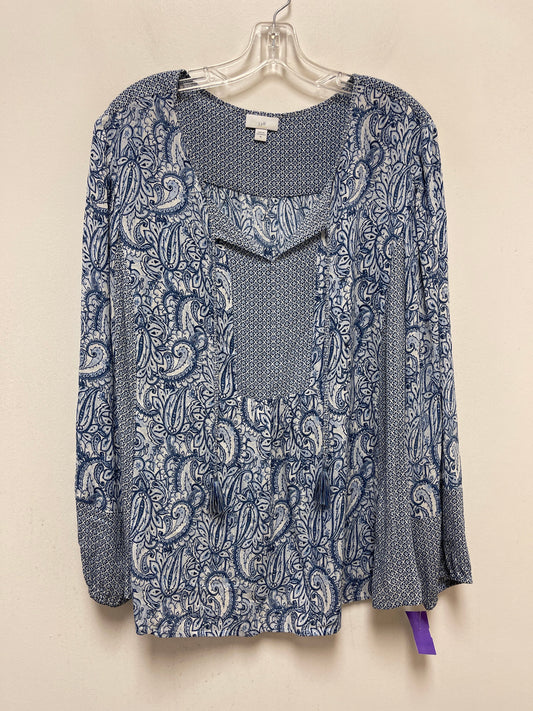 Blue & White Top Long Sleeve J. Jill, Size Xl