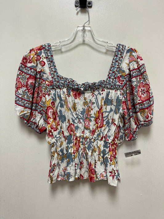 Floral Print Top Short Sleeve Nicole By Nicole Miller, Size Xs