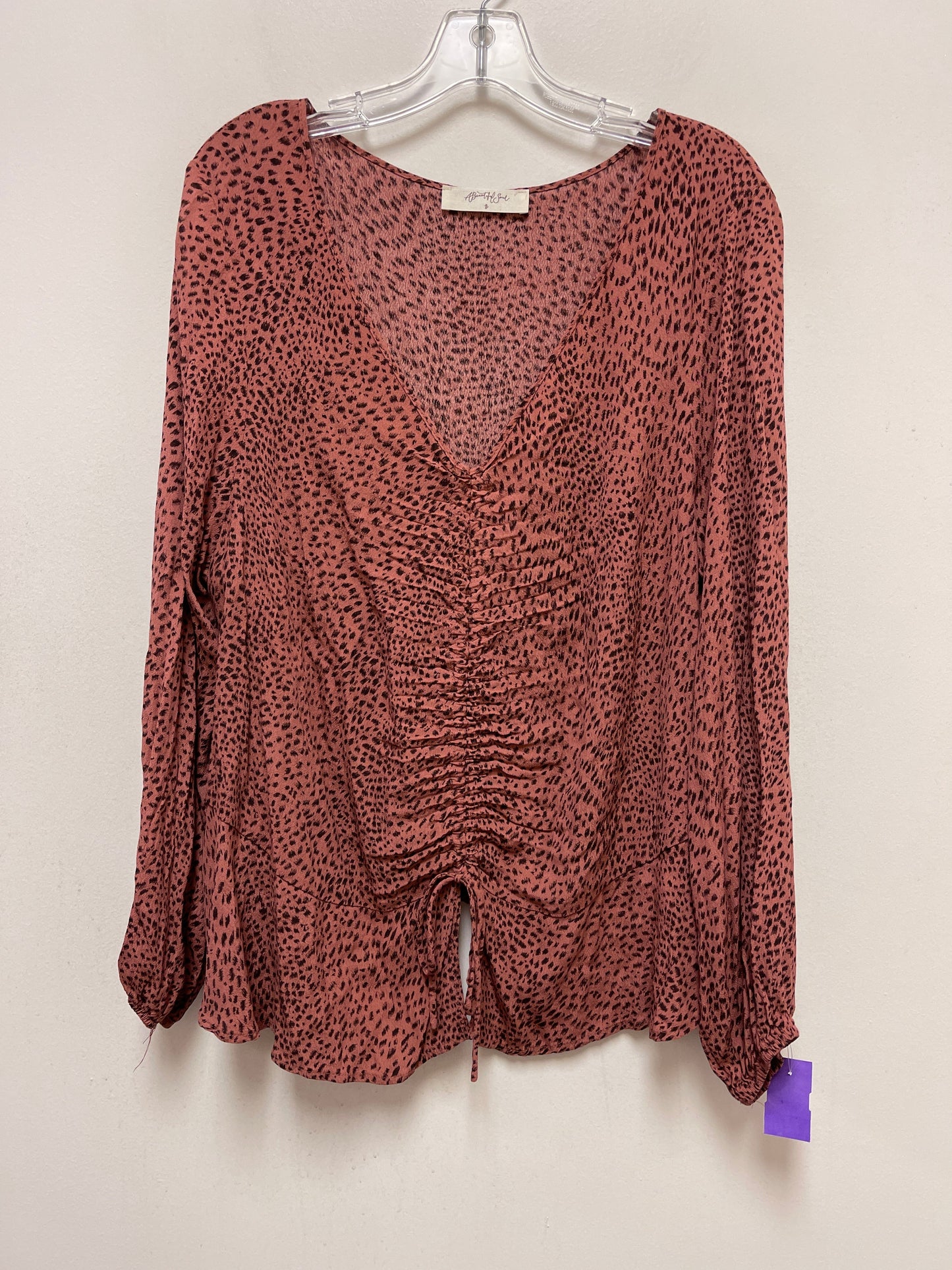 Animal Print Top Long Sleeve Clothes Mentor, Size 2x