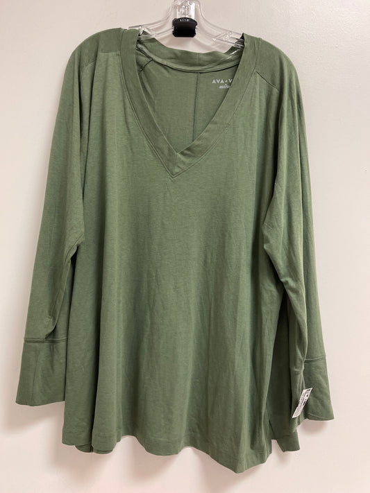 Green Top Long Sleeve Basic Ava & Viv, Size 2x