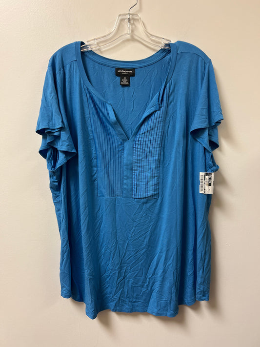 Top Short Sleeve By Liz Claiborne In Blue, Size: 2x