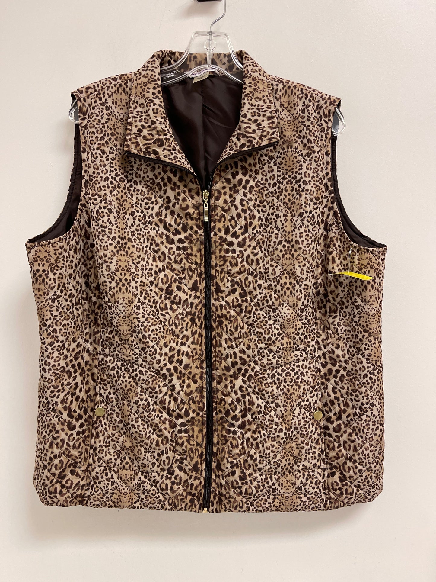 Vest Puffer & Quilted By Allison Daley In Animal Print, Size: 1x