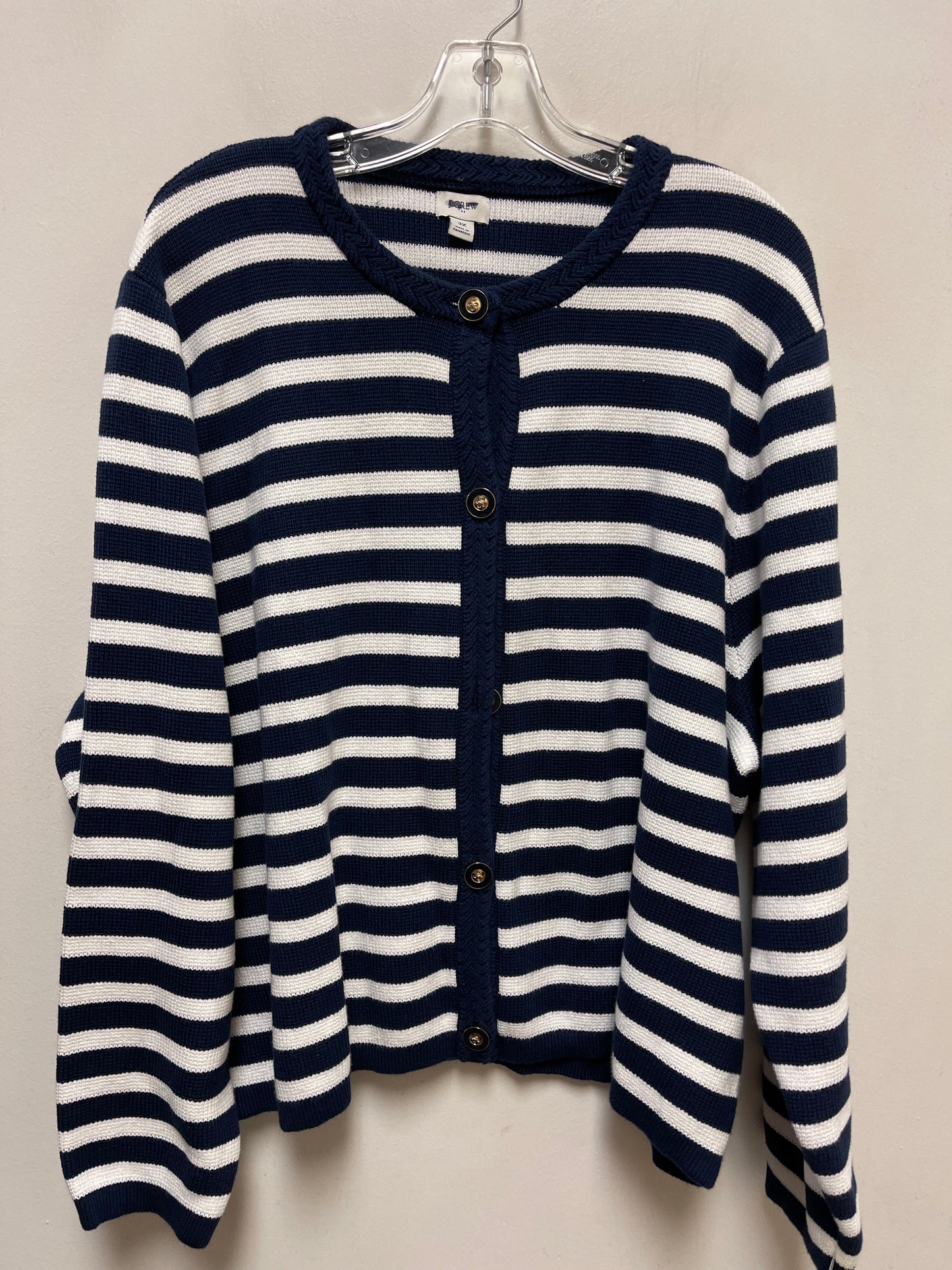 Cardigan By J. Crew In Blue & White, Size: 3x