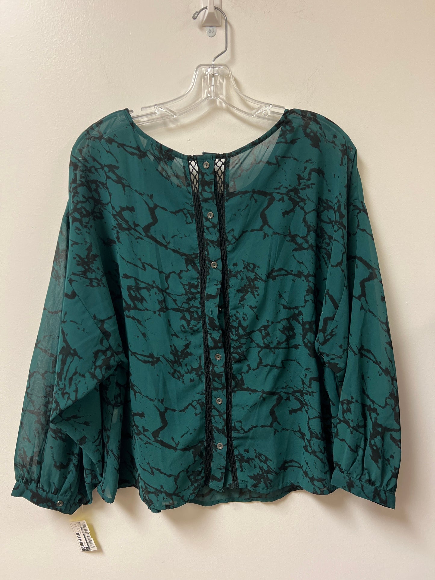 Top Long Sleeve By Lucky Brand In Black & Green, Size: L